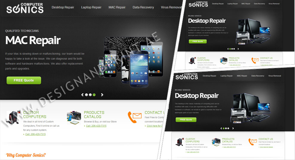 website layout for computers store