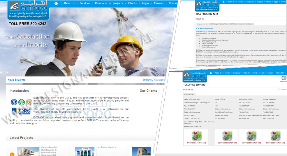 website layout for contracting company