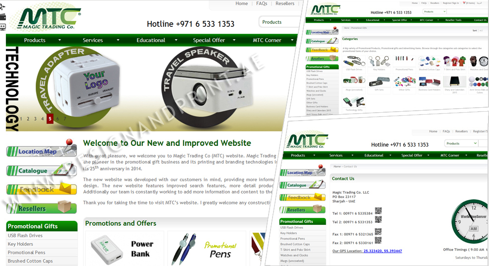 website layout for gifts and promotional items