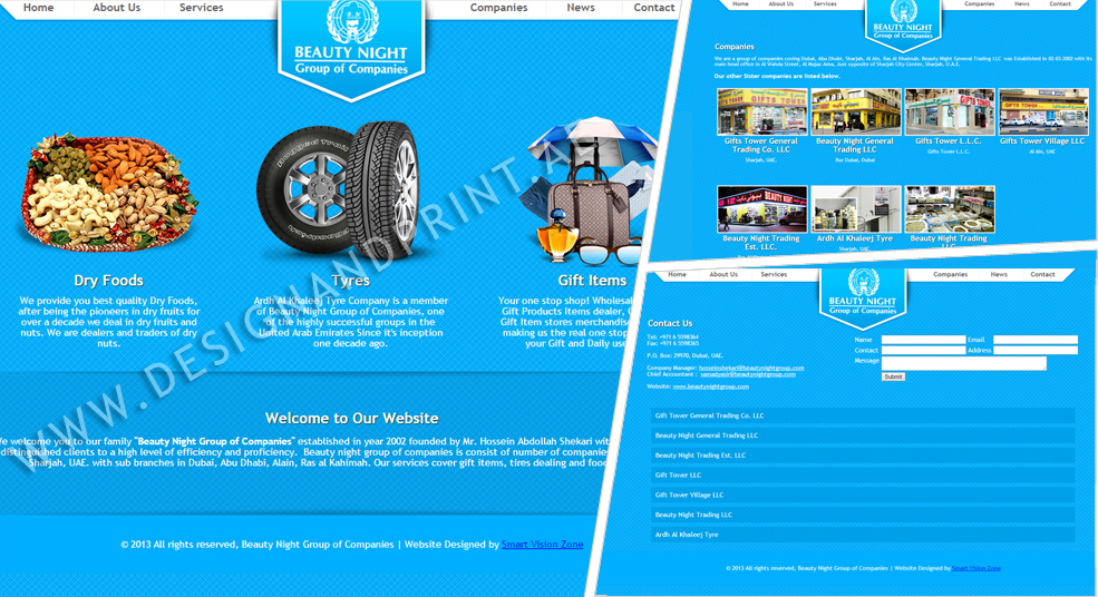 website layout for group of companies dubai