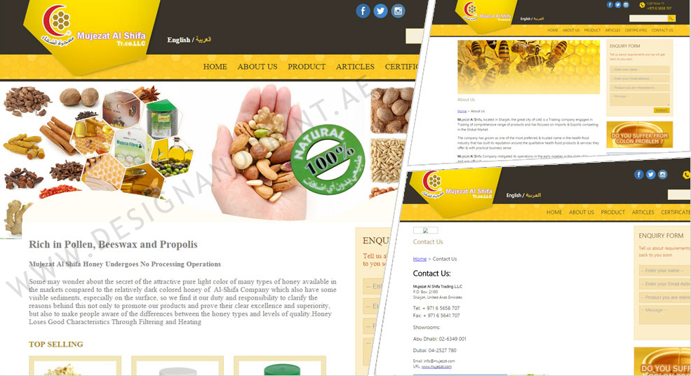 website layout for honey store