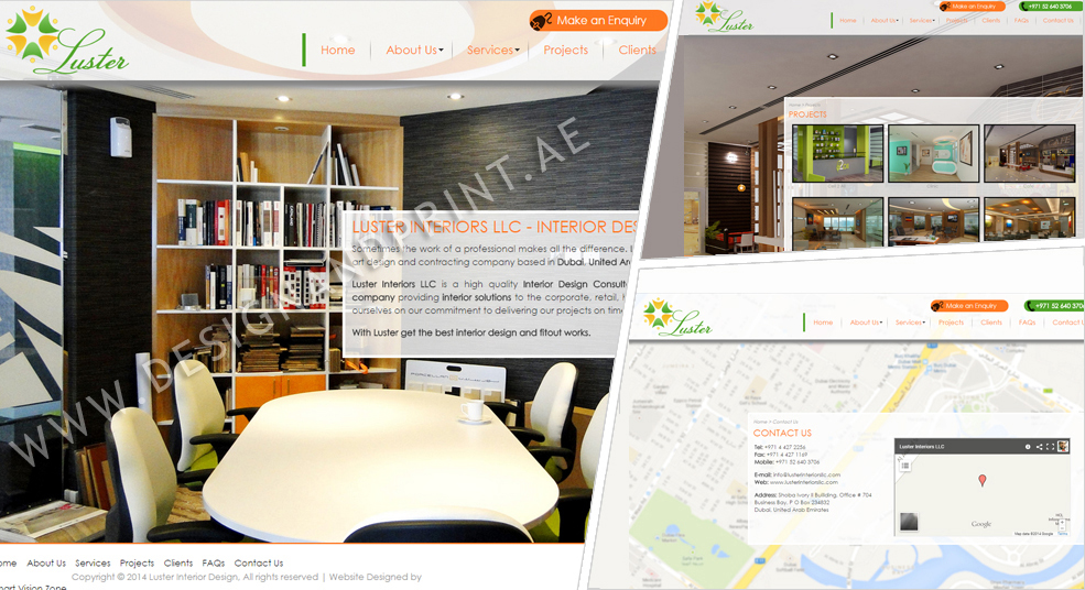 website layout for interior design company