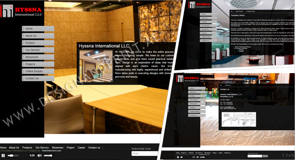website layout for interior designing company