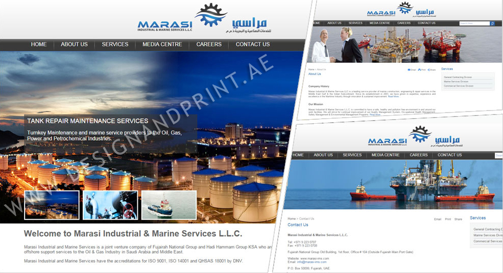 website layout for marine services