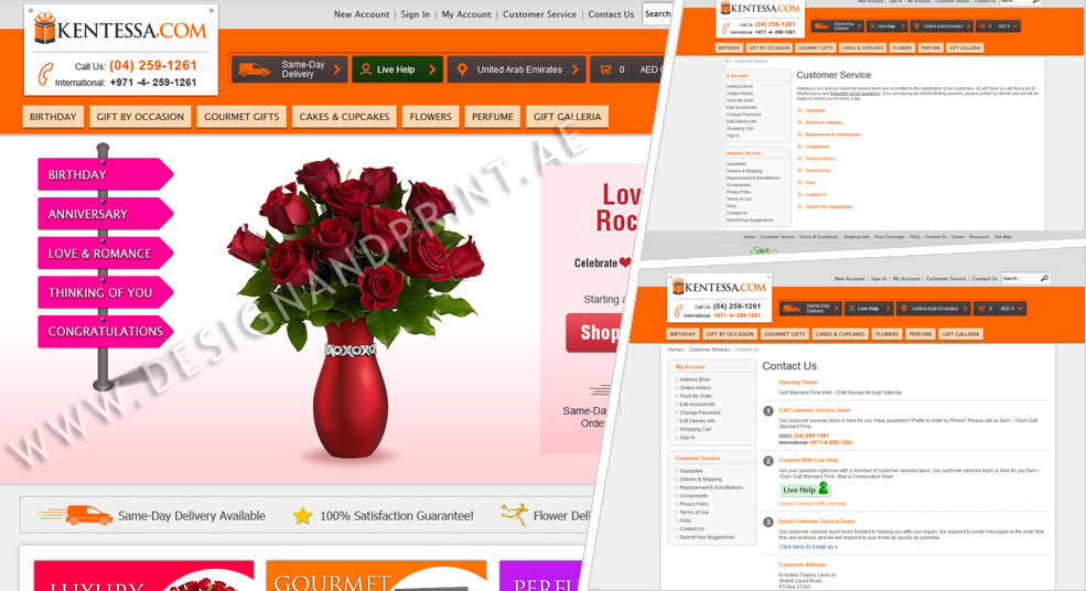 website layout for online gifts store