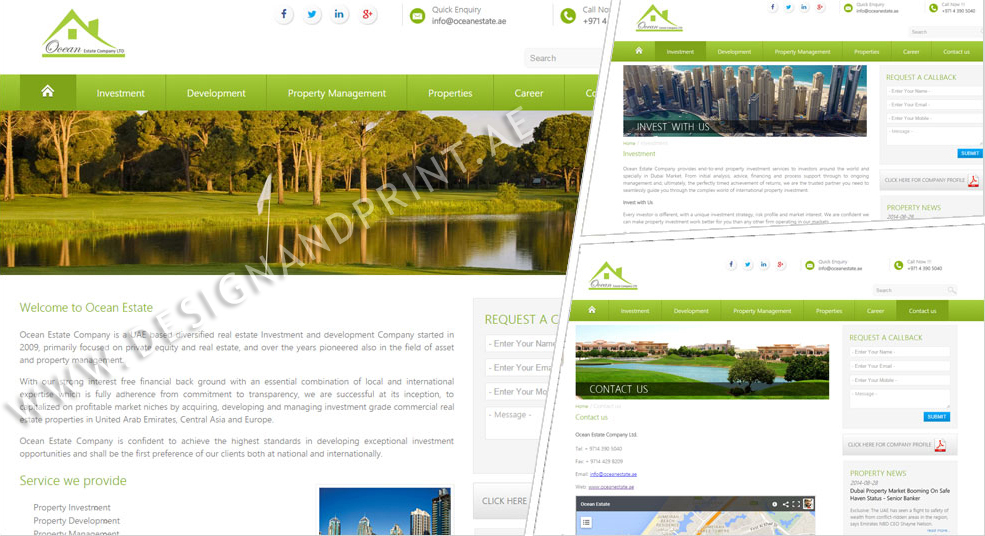 website layout for properties company dubai