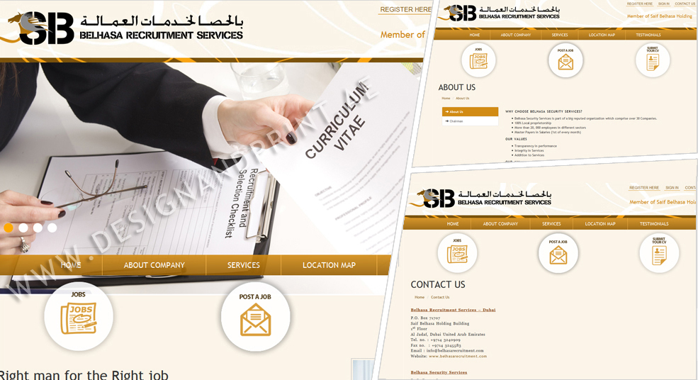 website layout for recruitment company belhasa