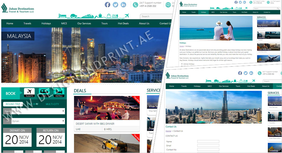 website layout for travel and tourism
